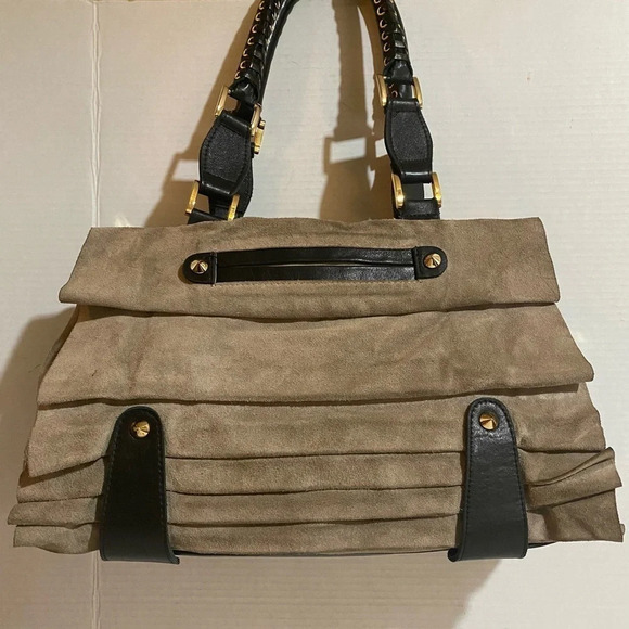 CC Skye taupe gray suede shoulder handbag - Picture 1 of 12